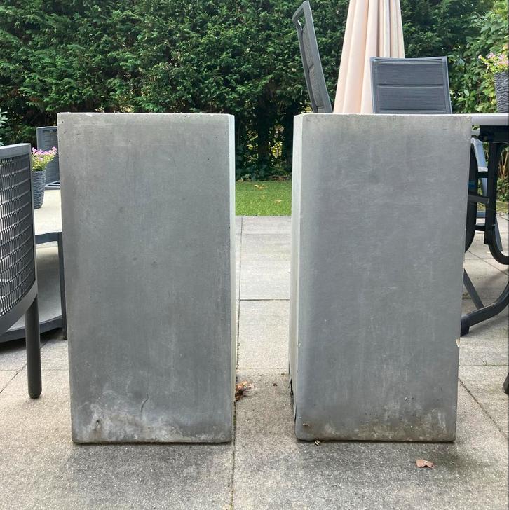 Beton look plantenbakken - set van 2 gebruikt samen € 30,00, Tuin en Terras, Bloembakken en Plantenbakken, Gebruikt, Beton, Binnen