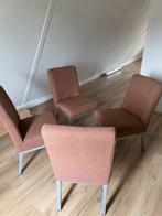 4 eetkamerstoelen, bruine stof, Huis en Inrichting, Stoelen, Ophalen, Gebruikt, Bruin, Vier