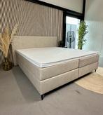 BOXSPRING + TOPPER POCKETVERING VELVET 180X200 LICHTBEIGE, Nieuw, Beige, 180 cm, Stof