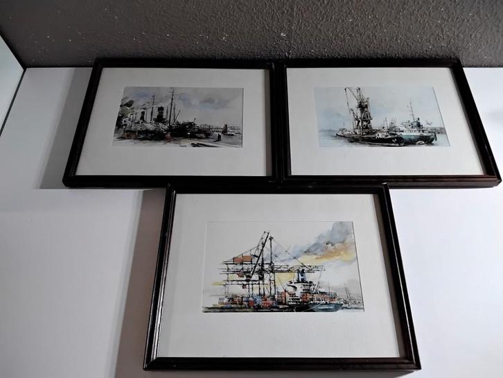 3 x schilderij lijstjes met boot Scheepvaart mariteam, Watersport en Boten, Accessoires en Onderhoud, Interieur en Kussens, Ophalen