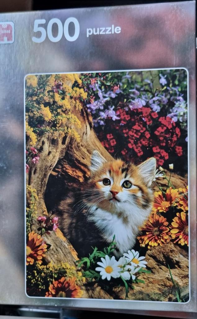 Puzzel Poes met Bloemen - 500 Stukjes, Hobby en Vrije tijd, Denksport en Puzzels, Ophalen of Verzenden