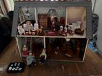 Retro vintage  poppenhuis met verlichting en toebehoren, Ophalen of Verzenden