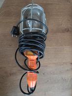 Vintage Werkplaatslamp met beschermkooi, Ophalen of Verzenden, Gebruikt, Minder dan 50 watt, Lamp met armatuur