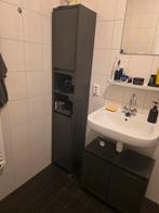 Donkergrijze/Zwarte Badkamermeubelset, Huis en Inrichting, Badkamer | Badkamermeubels, Ophalen, (Half)hoge kast, Minder dan 50 cm
