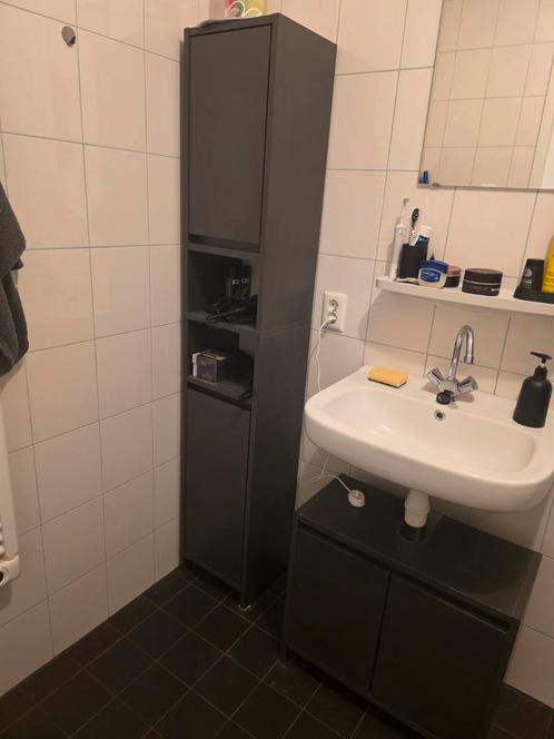 Donkergrijze/Zwarte Badkamermeubelset, Huis en Inrichting, Badkamer | Badkamermeubels, Gebruikt, (Half)hoge kast, 150 tot 200 cm