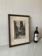 Tekening lange torenstraat zicht op laurenskerk Rotterdam, Antiek en Kunst, Kunst | Tekeningen en Foto's, Ophalen