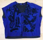Apart handgemaakt fijne ribstof blauw/zwart gilet/top! XXL, Maat 46/48 (XL) of groter, Zo goed als nieuw, Zonder mouw, Verzenden