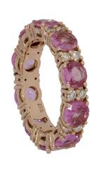 20 diamanten roze saffier 14k gouden alliance ring exclusief