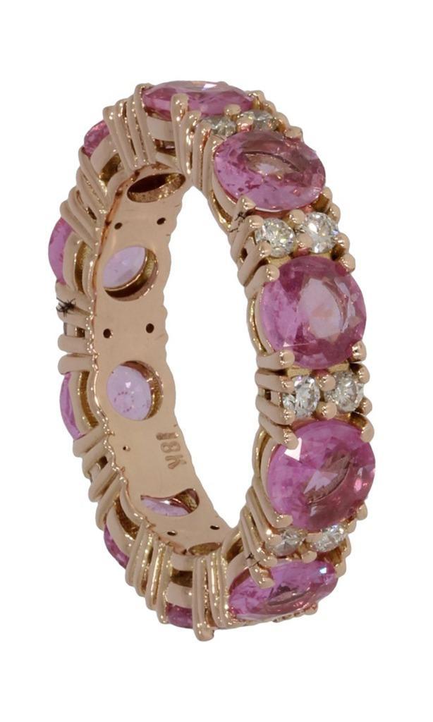 20 diamanten roze saffier 14k gouden alliance ring exclusief, Sieraden, Tassen en Uiterlijk, Ringen, Zo goed als nieuw, Dame, 17 tot 18