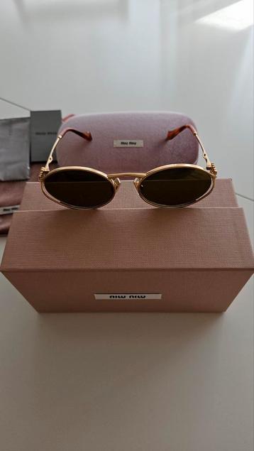 Miu Miu OMU 52YS zonnebril - nieuw - Brass Gold / Dark Brown beschikbaar voor biedingen