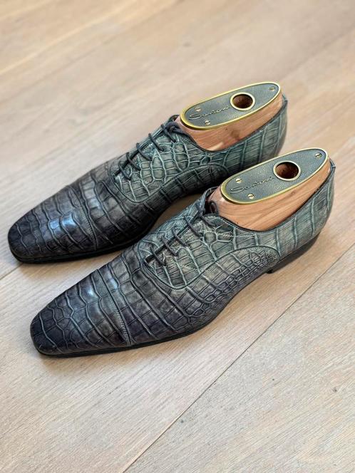 Santoni Alligator / croco schoenen blauw/grijs maat 43, Kleding | Heren, Schoenen, Zo goed als nieuw, Bruin, Ophalen of Verzenden