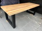 Eetkamertafel / teak ! Stalen u poot nu €650,-, 200 cm of meer, Nieuw, Rechthoekig, Ophalen