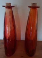 2 oranje ovale stolpflessen met kurk., Ophalen of Verzenden, Zo goed als nieuw