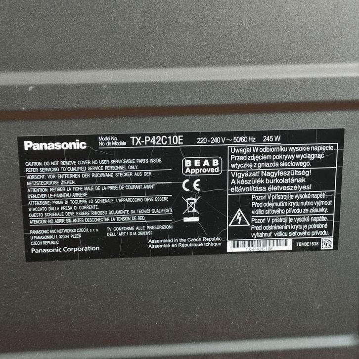 Panasonic Viera TX-P42C10E Zwart, Audio, Tv en Foto, Televisies, Gebruikt, 100 cm of meer, Panasonic, Ophalen