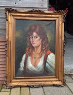 Portret van een Vrouw met Gouden Lijst, Ophalen