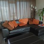 Leren Hoekbank met Hocker, Huis en Inrichting, Banken | Bankstellen, 250 tot 300 cm, Gebruikt, 100 tot 125 cm, Hoekbank