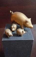 Antiek varkens familie set brons beelden, Antiek en Kunst, Ophalen of Verzenden, Brons