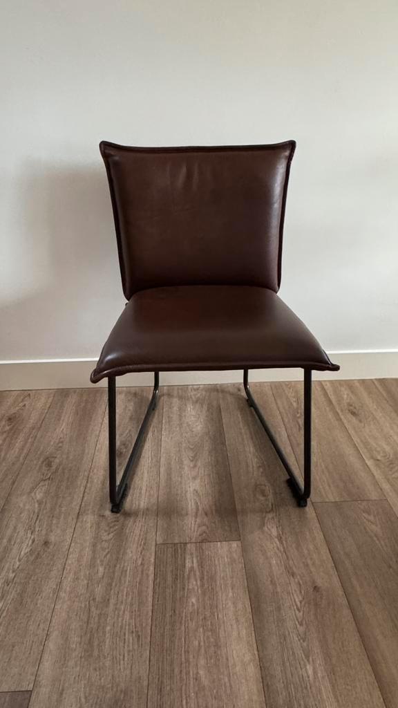 6 leren eerkamerstoelen Jess design, Huis en Inrichting, Stoelen, Zo goed als nieuw, Leer, Bruin, Ophalen of Verzenden