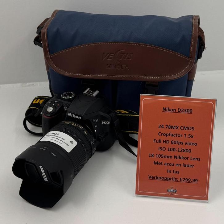 Nikon D3300 Camera | Met 18-105mm lens | Met accu en lader, Audio, Tv en Foto, Fotocamera's Digitaal, Zo goed als nieuw, Compact