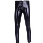 Zwarte lak leren heren legging met rits mannen strakke broek, Verzenden, Nieuw, Overige maten, Zwart