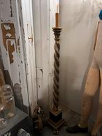 Oude Franse houten lamp kandelaar - Mentha Brocante, Ophalen of Verzenden