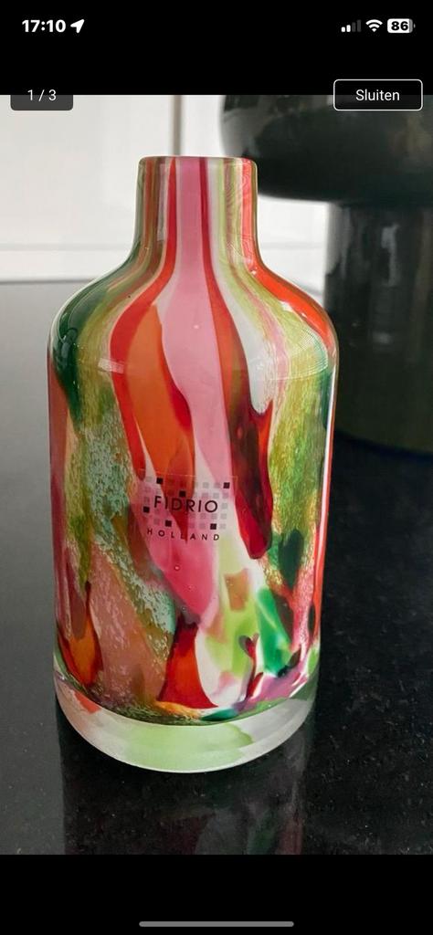 Fidrio mond geblazen glazen vaasje, Overige kleuren, Ophalen of Verzenden, Minder dan 50 cm, Glas