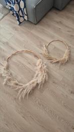 Houten ringen met pampasgras wanddecoratie kransen, Ophalen, Zo goed als nieuw