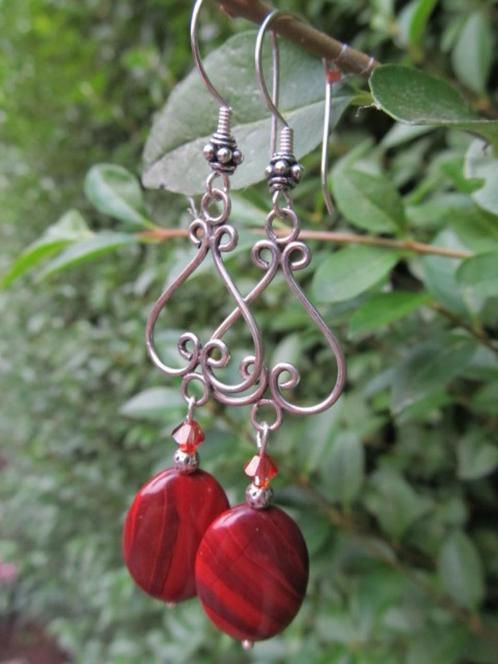 Oorbellen Davida jaspis-swarovski-chandelier zilver, Sieraden, Tassen en Uiterlijk, Edelstenen, Nieuw, Ophalen