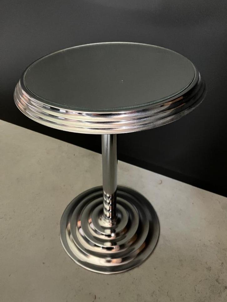 bijzettafeltje, Huis en Inrichting, Tafels | Bijzettafels, Gebruikt, Rond, 45 tot 60 cm, Minder dan 55 cm, Metaal of Aluminium