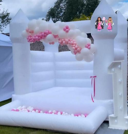 Luchtkussen Springkussen Wit Wedding te huur, Hobby en Vrije tijd, Feestartikelen | Verhuur, Zo goed als nieuw, Overige, Ophalen
