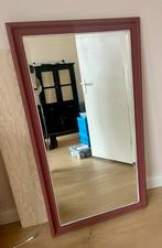 Grote zware facet geslepen houten spiegel, Ophalen, Zo goed als nieuw, Rechthoekig, Minder dan 100 cm