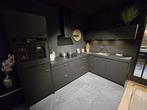 Showroomkeuken mat zwart, Ophalen, Nieuw, Zwart, Hoekkeuken