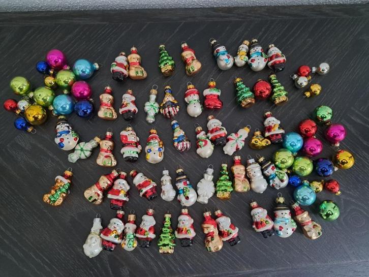 Glazen gekleurde mini kerstfiguren/ kerstballen, Diversen, Kerst, Gebruikt, Ophalen