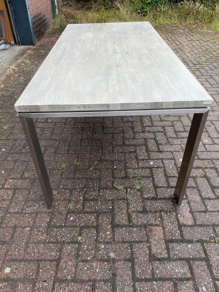 Mooie Houten Tafel met Metalen Onderstel 190x90, Huis en Inrichting, Tafels | Eettafels, Gebruikt, 100 tot 150 cm, 150 tot 200 cm