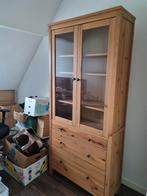 Houten Hemnes Kast met Glasdeuren en Lades, Ophalen, 100 tot 150 cm, Glas, Scandinavisch