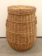 Grote ronde vintage rieten/rotan (was)mand, h 60 cm/ø 43 cm, Ophalen, Gebruikt, Mand, Rond