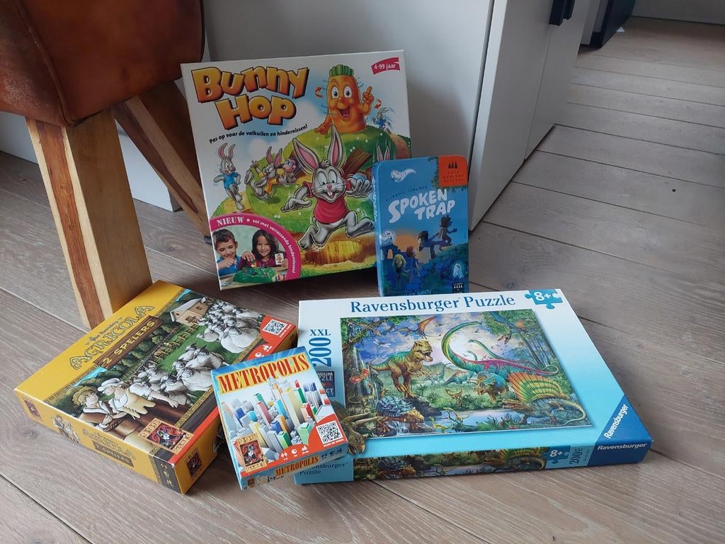 Spellenpakket - Bunny Hop, Spoken Trap, Puzzle, Ophalen, Zo goed als nieuw, Ravensburger, Vijf spelers of meer