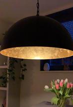 Industriele zwarte hanglamp met binnenkant van bladgoud, Ophalen, Zo goed als nieuw