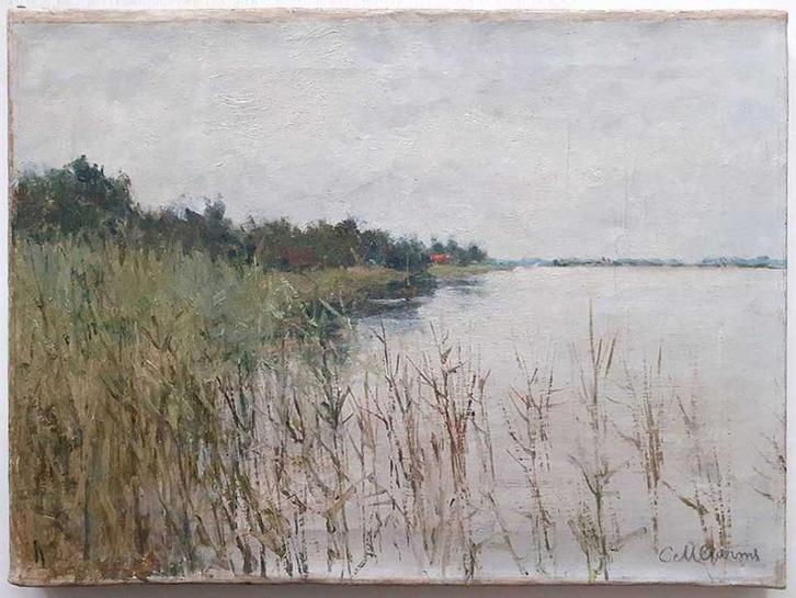 Coenraad Matthias Garms (1863-1944) olie op doek 29x40 cm c3, Antiek en Kunst, Kunst | Schilderijen | Klassiek, Ophalen of Verzenden