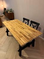 Mooie houten eettafel (ikea Skogsta), Ophalen, Gebruikt, 100 tot 150 cm, 150 tot 200 cm