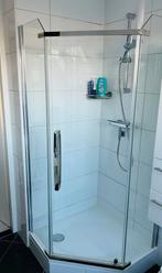 Kerra douchecabine vijfhoek (90 x 90) + douchebak, Doe-het-zelf en Verbouw, Sanitair, Ophalen, Gebruikt, Chroom, Douche