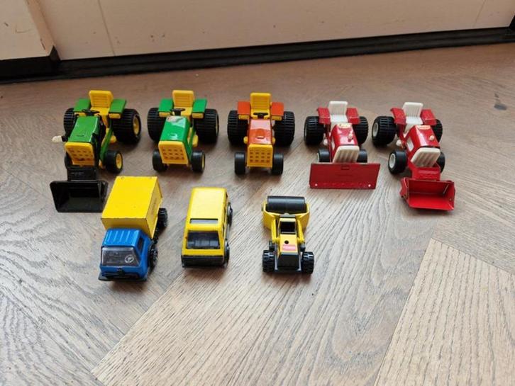 Tonka collectie - 3 tractors, 1 vrachtwagen, 1 bus, 1 wals, Verzamelen, Overige Verzamelen, Gebruikt, Ophalen of Verzenden
