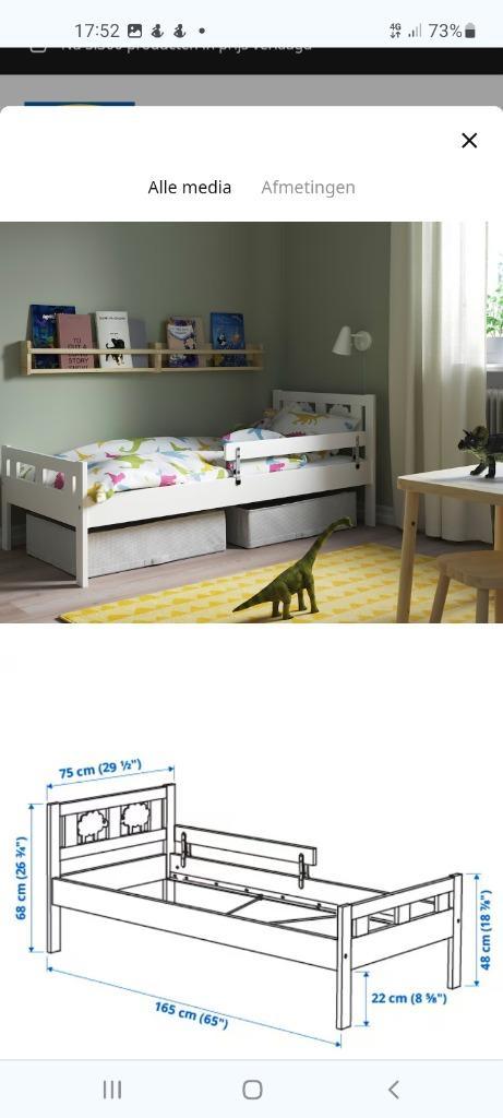 Peuterbed met lattenbodem KRITTER ikea, Kinderen en Baby's, Kinderkamer | Bedden, Gebruikt, 160 tot 180 cm, 70 tot 85 cm, Lattenbodem