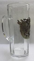 Hoge BIERPUL ~ Geribd GLAS met Embleem Keizerrijk AUSTRIA, Ophalen of Verzenden