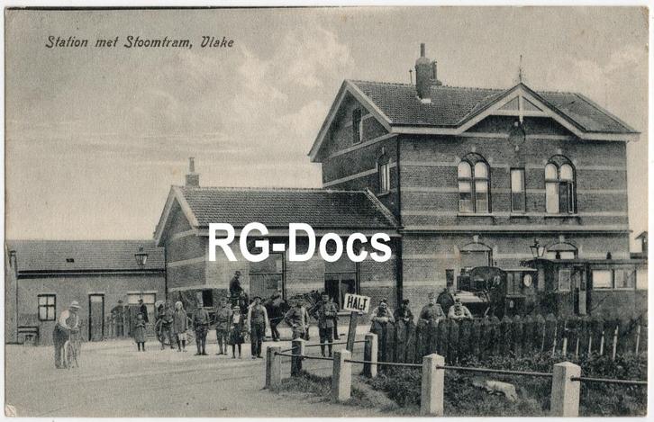 Ansichtkaart - Briefkaart Station met Stoomtram Vlake 1923, Verzamelen, Ansichtkaarten | Nederland, Gelopen, Zeeland, 1920 tot 1940