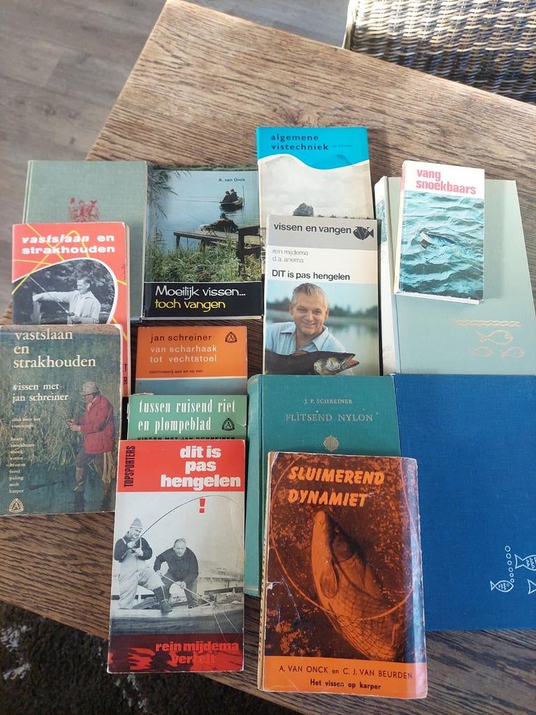 Oude vis boeken, sportvissen Jan Schreiner,  R. Meidema, Watersport en Boten, Hengelsport | Algemeen, Gebruikt, Boek of Tijdschrift