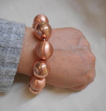 Zilveren Rosé goud vergulde grote bollen armband nr.725 beschikbaar voor biedingen