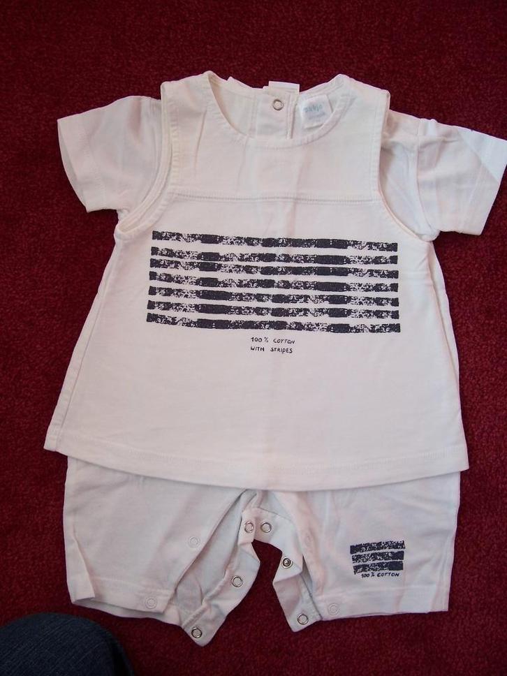 Leuk zomer tenue / jurk / pak wit met blauw Dirkje maat 62, Kinderen en Baby's, Babykleding | Maat 62, Gebruikt, Meisje, Jurkje of Rokje