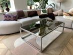 Mid century space age verschroomde salontafel met rookglas, Ophalen, 100 tot 150 cm, 50 tot 100 cm, Zo goed als nieuw