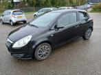 Opel Corsa 1.0 12V 3D 2009 Zwart airco nieuwe apk, Auto's, Voorwielaandrijving, 450 kg, Elektrische buitenspiegels, Zwart